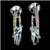 Image 1 : SKY BLUE TOPAZ AND SAPPHIRE EARRINGS IN 14K WHITE PLATED GOLD OVER 925 STERLING SILVER - APPRAISED R