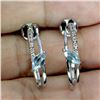 Image 2 : SKY BLUE TOPAZ AND SAPPHIRE EARRINGS IN 14K WHITE PLATED GOLD OVER 925 STERLING SILVER - APPRAISED R