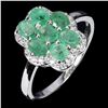 Image 2 : EMERALD RING IN 14K WHITE PLATED GOLD OVER 925 STERLING SILVER - SIZE 8 - APPRAISED REPLACEMENT VALU