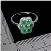 Image 3 : EMERALD RING IN 14K WHITE PLATED GOLD OVER 925 STERLING SILVER - SIZE 8 - APPRAISED REPLACEMENT VALU