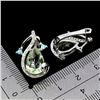 Image 3 : PRASIOLITE (GREEN AMETHYST) AND APATITE EARRINGS IN 14K WHITE PLATED GOLD OVER 925 STERLING SILVER -