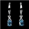 Image 1 : LONDON BLUE TOPAZ EARRINGS IN 14K WHITE PLATED GOLD OVER 925 STERLING SILVER - APPRAISED REPLACEMENT