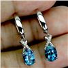 Image 2 : LONDON BLUE TOPAZ EARRINGS IN 14K WHITE PLATED GOLD OVER 925 STERLING SILVER - APPRAISED REPLACEMENT