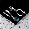 Image 3 : LONDON BLUE TOPAZ EARRINGS IN 14K WHITE PLATED GOLD OVER 925 STERLING SILVER - APPRAISED REPLACEMENT