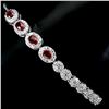 Image 1 : RUBY BRACELET IN 14K WHITE PLATED GOLD OVER 925 STERLING SILVER - 7.5 INCHES LONG - APPRAISED REPLAC
