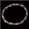 Image 1 : ROUND CUT RUBY BRACELET IN 14K WHITE PLATED GOLD OVER 925 STERLING SILVER - 7 INCHES - APPRAISED REP