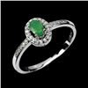 Image 2 : EMERALD RING IN 14K WHITE PLATED GOLD OVER 925 STERLING SILVER - SIZE 8 - APPRAISED REPLACEMENT VALU