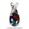 Image 1 : BLACK OPAL PENDANT IN 14K WHITE PLATED GOLD OVER 925 STERLING SILVER - APPRAISED REPLACEMENT VALUE