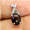 Image 2 : BLACK OPAL PENDANT IN 14K WHITE PLATED GOLD OVER 925 STERLING SILVER - APPRAISED REPLACEMENT VALUE