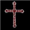 Image 2 : NATURAL RUBY CROSS PENDANT IN 14K WHITE PLATED GOLD OVER 925 STERLING SILVER - APPRAISED REPLACEMENT