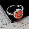 Image 3 : ORANGE FIRE OPAL AND APATITE RING IN 14K WHITE PLATED GOLD OVER 925 STERLING SILVER - SIZE 6 - APPRA