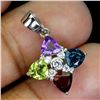 Image 2 : TRILLIANT CUT AMETHYST, PERIDOT, TOPAZ AND RHODOLITE GARNET PENDANT IN 14K WHITE PLATED GOLD OVER 92