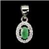 Image 1 : EMERALD PENDANT IN 14K WHITE PLATED GOLD OVER 925 STERLING SILVER - APPRAISED REPLACEMENT VALUE