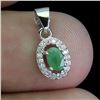 Image 2 : EMERALD PENDANT IN 14K WHITE PLATED GOLD OVER 925 STERLING SILVER - APPRAISED REPLACEMENT VALUE