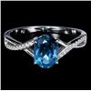 Image 1 : LONDON BLUE TOPAZ RING IN 14K WHITE PLATED GOLD OVER 925 STERLING SILVER - SIZE 7 - APPRAISED REPLAC