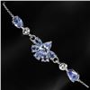 Image 1 : TANZANITE BRACELET IN 14K WHITE PLATED GOLD OVER 925 STERLING SILVER - 8 INCHES LONG - APPRAISED REP