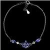 Image 2 : TANZANITE BRACELET IN 14K WHITE PLATED GOLD OVER 925 STERLING SILVER - 8 INCHES LONG - APPRAISED REP