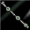 Image 2 : EMERALD BRACELET IN 14K WHITE PLATED GOLD OVER 925 STERLING SILVER - 6.5 INCHES LONG - APPRAISED REP