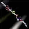 Image 1 : PERIDOT, AMETHYST AND GARNET BRACELET IN 14K WHITE PLATED GOLD OVER 925 STERLING SILVER -8 INCHES LO