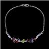 Image 2 : PERIDOT, AMETHYST AND GARNET BRACELET IN 14K WHITE PLATED GOLD OVER 925 STERLING SILVER -8 INCHES LO