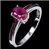 Image 2 : DIAMOND CUT RUBY RING IN 14K WHITE PLATED GOLD OVER 925 STERLING SILVER - SIZE 7 - APPRAISED REPLACE