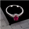 Image 3 : DIAMOND CUT RUBY RING IN 14K WHITE PLATED GOLD OVER 925 STERLING SILVER - SIZE 7 - APPRAISED REPLACE