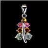 Image 1 : NATURAL TOURMALINE PENDANT IN 14K WHITE PLATED GOLD OVER 925 STERLING SILVER - APPRAISED REPLACEMENT