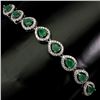 Image 1 : EMERALD BRACELET IN 14K WHITE PLATED GOLD OVER 925 STERLING SILVER - 7.5 INCHES LONG - APPRAISED REP