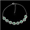 Image 2 : EMERALD BRACELET IN 14K WHITE PLATED GOLD OVER 925 STERLING SILVER - 7.5 INCHES LONG - APPRAISED REP