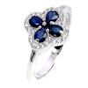Image 2 : BLUE SAPPHIRE RING IN 14K WHITE PLATED GOLD OVER 925 STERLING SILVER - SIZE 7 - APPRAISED REPLACEMEN