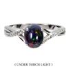 Image 1 : BLACK OPAL RING IN 14K WHITE PLATED GOLD OVER 925 STERLING SILVER - SIZE 7 - APPRAISED REPLACEMENT V