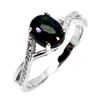 Image 2 : BLACK OPAL RING IN 14K WHITE PLATED GOLD OVER 925 STERLING SILVER - SIZE 7 - APPRAISED REPLACEMENT V
