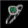 Image 2 : PEAR CUT EMERALD RING IN 14K WHITE PLATED GOLD OVER 925 STERLING SILVER - SIZE 8 - APPRAISED REPLACE
