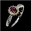 Image 2 : RHODOLITE GARNET AND SAPPHIRE RING IN 14K WHITE PLATED GOLD OVER 925 STERLING SILVER - SIZE 8 - APPR