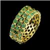 Image 1 : EMERALD RING IN 14K YELLOW PLATED GOLD OVER 925 STERLING SILVER - SIZE 7 - APPRAISED REPLACEMENT VAL