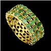 Image 2 : EMERALD RING IN 14K YELLOW PLATED GOLD OVER 925 STERLING SILVER - SIZE 7 - APPRAISED REPLACEMENT VAL