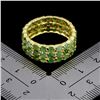Image 3 : EMERALD RING IN 14K YELLOW PLATED GOLD OVER 925 STERLING SILVER - SIZE 7 - APPRAISED REPLACEMENT VAL