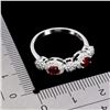 Image 2 : RUBY RING IN 14K WHITE PLATED GOLD OVER 925 STERLING SILVER - SIZE 7 - APPRAISED REPLACEMENT VALUE
