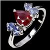 Image 2 : RUBY AND TANZANITE RING IN 14K WHITE PLATED GOLD OVER 925 STERLING SILVER - SIZE 7 - APPRAISED REPLA