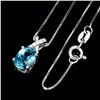 Image 2 : OVAL CUT LONDON BLUE TOPAZ NECKLACE IN 14K WHITE PLATED GOLD OVER 925 STERLING SILVER - 18 INCHES LO