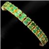 Image 2 : EMERALD BANGLE IN 14K YELLOW PLATED GOLD OVER 925 STERLING SILVER - 6.7 INCHES - APPRAISED REPLACEME