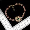 Image 3 : EXCEPTIONAL RUBY AND ANTIQUE CUT GREEN TOPAZ BRACELET IN 14K YELLOW PLATED GOLD OVER 925 STERLING SI