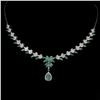 Image 1 : PEAR CUT EMERALD NECKLACE IN 14K WHITE PLATED GOLD OVER 925 STERLING SILVER - 19.5 INCHES LONG - APP