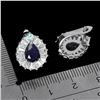Image 3 : BLUE SAPPHIRE EARRINGS IN 14K WHITE PLATED GOLD OVER 925 STERLING SILVER - APPRAISED REPLACEMENT VAL