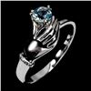 Image 2 : HAND SHEPD RING WITH ROUND CUT SKY BLUE TOPAZ IN 14K WHITE PLATED GOLD OVER 925 STERLING SILVER - SI