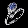 Image 1 : OVAL CUT TANZANITE RING IN 14K WHITE PLATED GOLD OVER 925 STERLING SILVER - SIZE 7 - APPRAISED REPLA