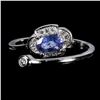Image 2 : OVAL CUT TANZANITE RING IN 14K WHITE PLATED GOLD OVER 925 STERLING SILVER - SIZE 7 - APPRAISED REPLA