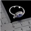 Image 3 : OVAL CUT TANZANITE RING IN 14K WHITE PLATED GOLD OVER 925 STERLING SILVER - SIZE 7 - APPRAISED REPLA