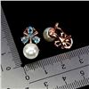 Image 3 : MOTHER OF PEARL AND SWISS BLUE TOPAZ EARRINGS IN 14K ROSE PLATED GOLD OVER 925 STERLING SILVER - APP
