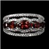 Image 1 : MOZAMBIQUE GARNET RINGCUBIC ZIRCONIA RIND IN 14K WHITE PLATED GOLD OVER 925 STERLING SILVER - SIZE 7